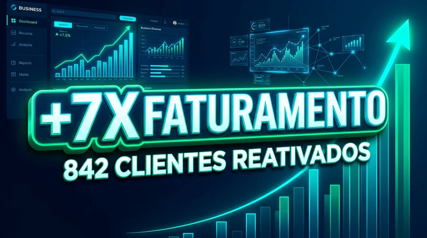 Painel e estratégia de reativação de clientes inativos no ERP com 7x de faturamento, desenvolvido por Agnaldo Ribeiro.